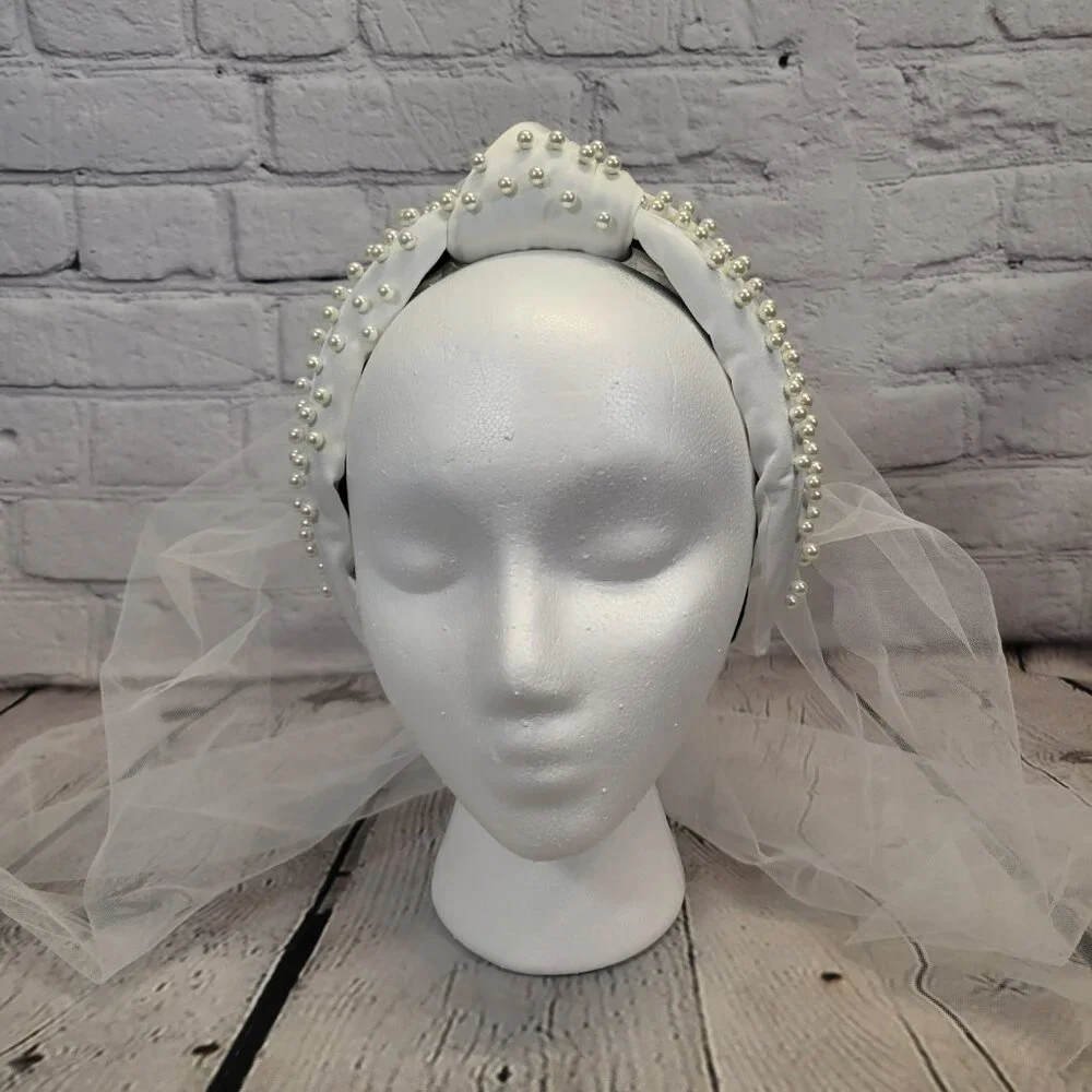 Lele Sadoughi Veil Imitation Pearl Satin Headband